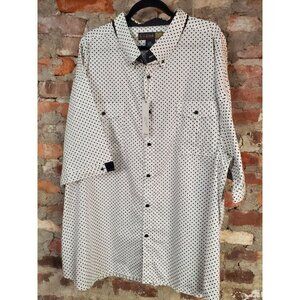 New Mens Button Up Shirt Sz 5x Short Sleeve Polka Dots Black & White J